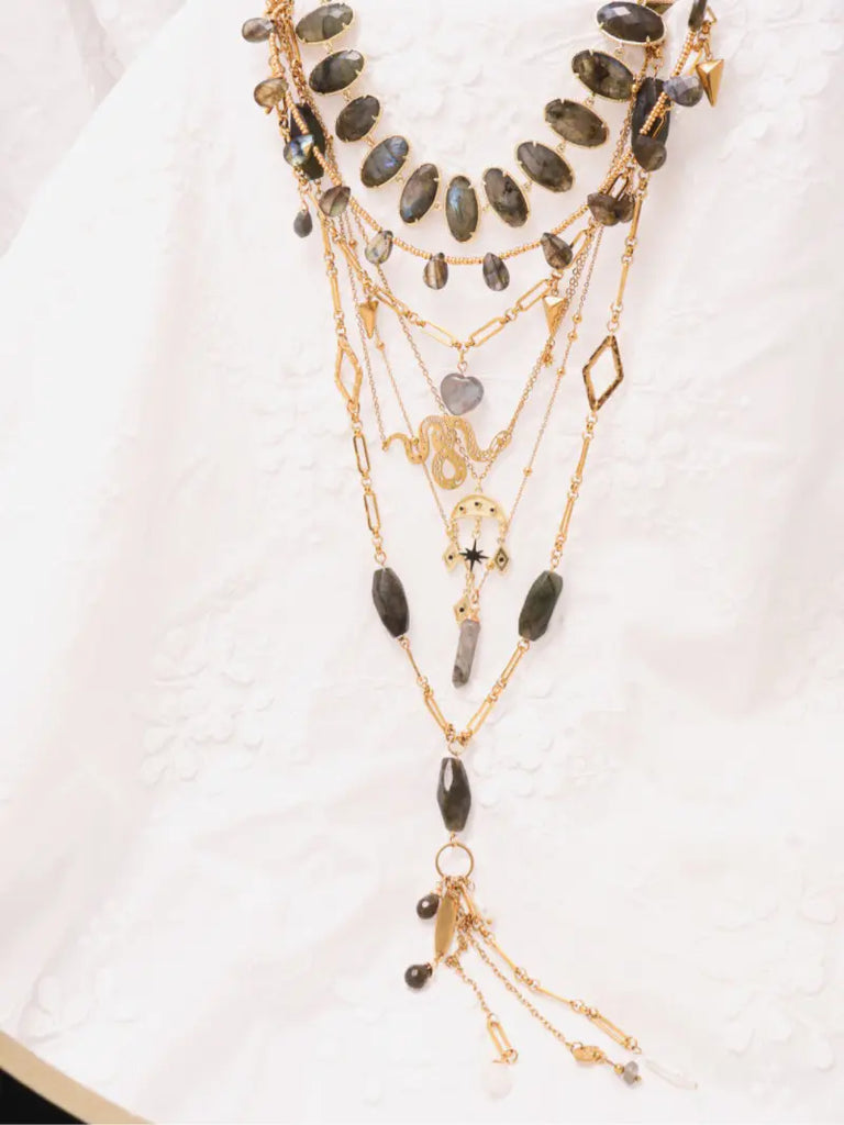 Black Wood | "Saint's Staff" Labradorite Series Custom Beaded Necklace Suit Buddha&Energy