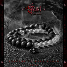 Load image into Gallery viewer, Fengshui Crystal Jewelry[Fog] Niche Obsidian BraceletFengshui Crystal Jewelry[Fog] Niche Obsidian Bracelet Men&#39;s White Crystal Bead Bracelets Volcanic Rock Double Layer Ornament All-Match
Style: Original designNovelty:Buddha&amp;EnergyBuddha&amp;EnergyFengshui Crystal Jewelry[Fog] Niche Obsidian Bracelet