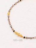 Black Wood | Moonstone with Laps Garnet Vintage Beaded Necklace Brass Gold-Plated Accessories