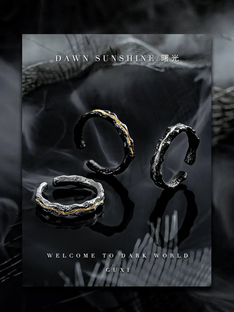 Guxi [Dawn] Niche Retro 925 Silver Ring Men's Black with Opening AdjusBuddha&EnergyBuddha&EnergyGuxi [Dawn] Niche Retro 925 Silver Ring Men'