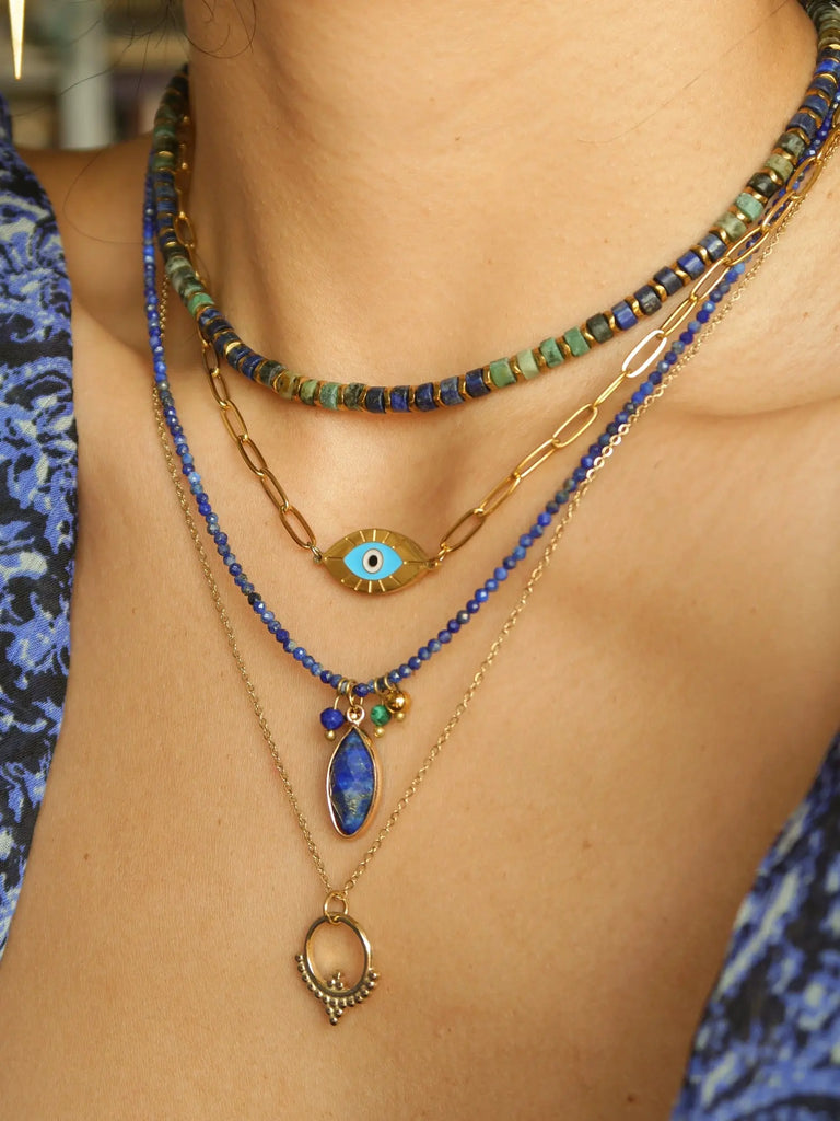 Blackwood jewelry "the Shelter of the Devil's Eye" Lapis Lazulite | Turquoise Original Necklace Buddha&Energy