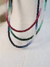 Load image into Gallery viewer, Black Wood | Natural Gradient Sapphire | Ruby | Emerald Custom Beaded Necklace Buddha&amp;Energy