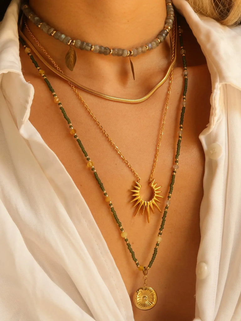 Blackwoodjewelry "Highperene" Moonstone Natural Crystal Titanium Steel Original Handmade Necklace Buddha&Energy
