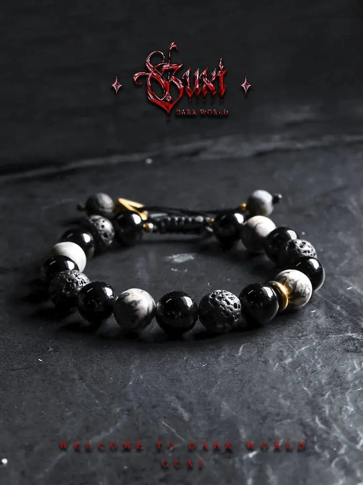 Guxi [Magic Night] Vintage Obsidian Bracelet Boys High Sense Bead BracBuddha&EnergyBuddha&EnergyGuxi [Magic Night] Vintage Obsidian Bracelet Boys High Sense Bead Bracelets Birthday Gift Jewelry Niche