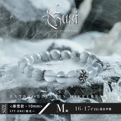 GUI [Snow] Niche White Crystal Bracelet Men's High Sense Bead Bracelets Couple for Boyfriend Ornament Simple Buddha&Energy