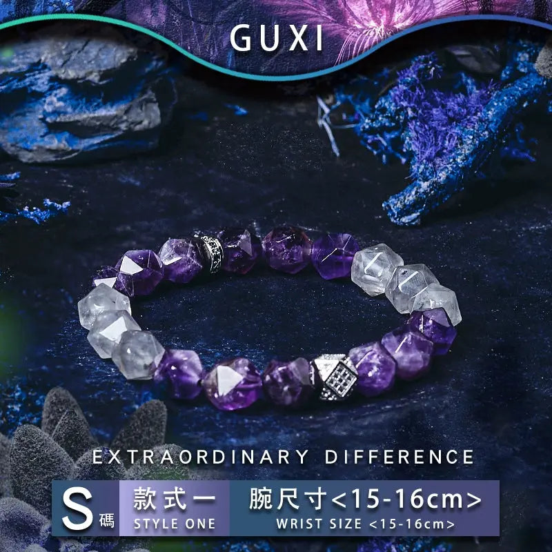 Guli [Fantasy Dream] Amethyst Bracelet Boys Niche Original Design Bead Bracelets for Boyfriend Ornament Buddha&Energy