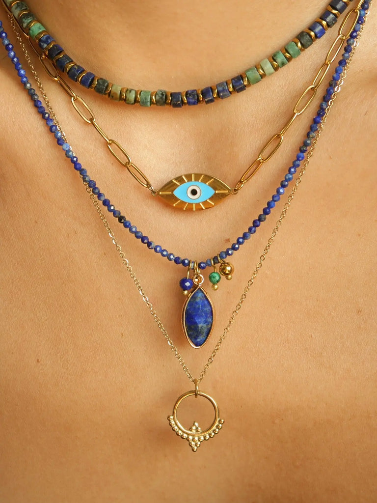 Blackwood jewelry "the Shelter of the Devil's Eye" Lapis Lazulite | Turquoise Original Necklace Buddha&Energy