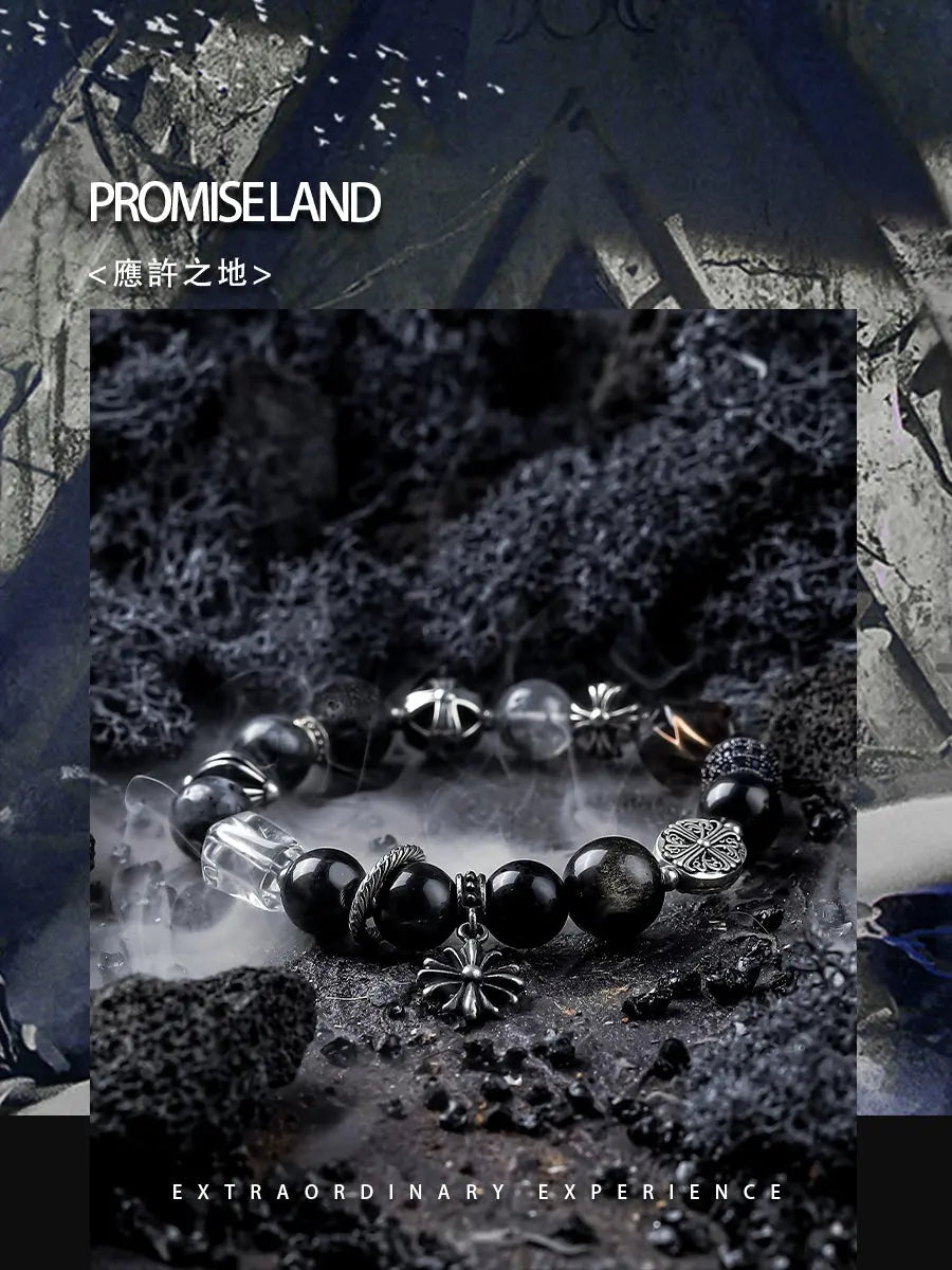 Fengshui Crystal Jewelry[Promised Land] Dark Style Vintage Obsidian BrFengshui Crystal Jewelry[Promised Land] Dark Style Vintage Obsidian Bracelet Boys Niche Cross Bracelet Beads Ornament
 Material: natural crystal/semi-precious stoneCBuddha&EnergyBuddha&EnergyFengshui Crystal Jewelry[Promised Land] Dark Style Vintage Obsidian Bracelet