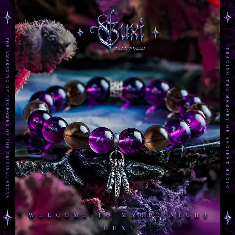 GUI [Marginal] Niche Amethyst Bracelet Men's High-Grade Retro Tea Crystal Bead Bracelets Gift Ornament Buddha&Energy