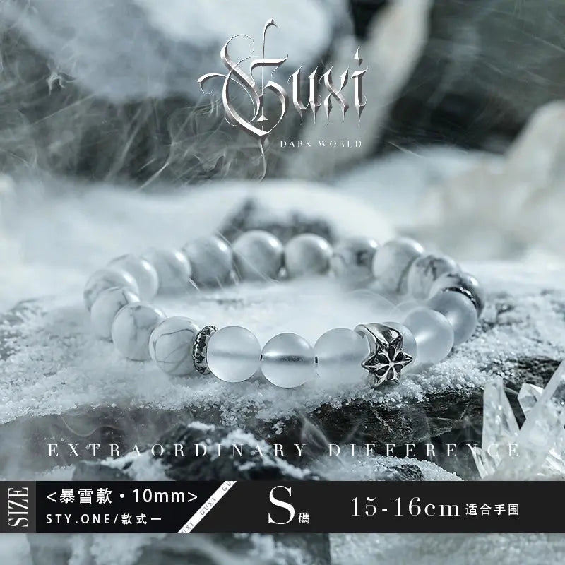 GUI [Snow] Niche White Crystal Bracelet Men's High Sense Bead Bracelets Couple for Boyfriend Ornament Simple Buddha&Energy