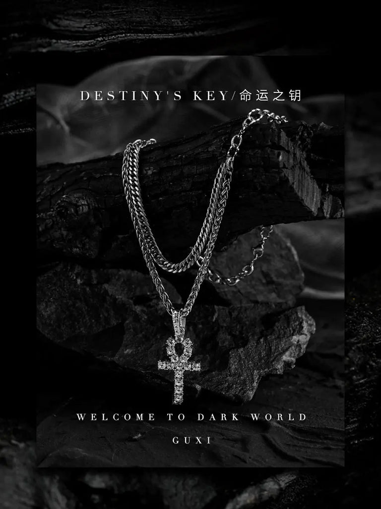 GUI [Key of Destiny] Special-Interest Design Cuban Titanium Steel NeckBrand: GUIMaterial: natural crystal/semi-precious stoneCrystal &amp; Semi-Precious Stone Classification: ObsidianPattern: Bear/Piglet/AnimalStyle: Original designConBuddha&EnergyBuddha&EnergyGUI [Key