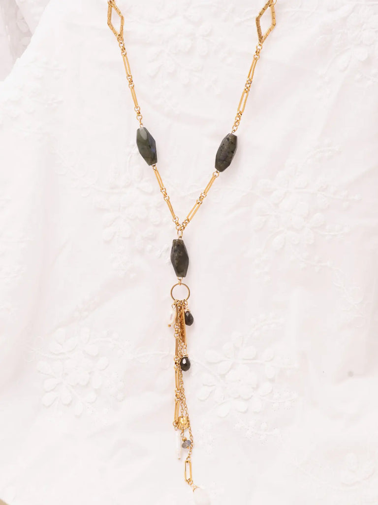 Black Wood | "Saint's Staff" Labradorite Series Custom Beaded Necklace Suit Buddha&Energy