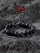 Load image into Gallery viewer, Fengshui Crystal Jewelry [Moon Dust] Special-Interest Design Black AgaFengshui Crystal Jewelry [Moon Dust] Special-Interest Design Black Agate Bracelet Boys Volcanic Rock Bead Bracelets Ornament Birthday Gift
Style: Original designNoveBuddha&amp;EnergyBuddha&amp;EnergyFengshui Crystal Jewelry [Moon Dust] Special-Interest Design Black Agate Bracelet