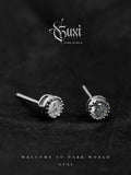 Fengshui Crystal jewelry[Dyed] Colorful Zircon 925 Silver Stud Earrings