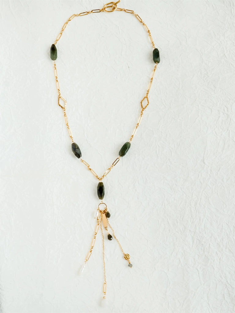 Black Wood | Labradorite Amethyst Long Sweater Custom Beaded Necklace Series Buddha&Energy