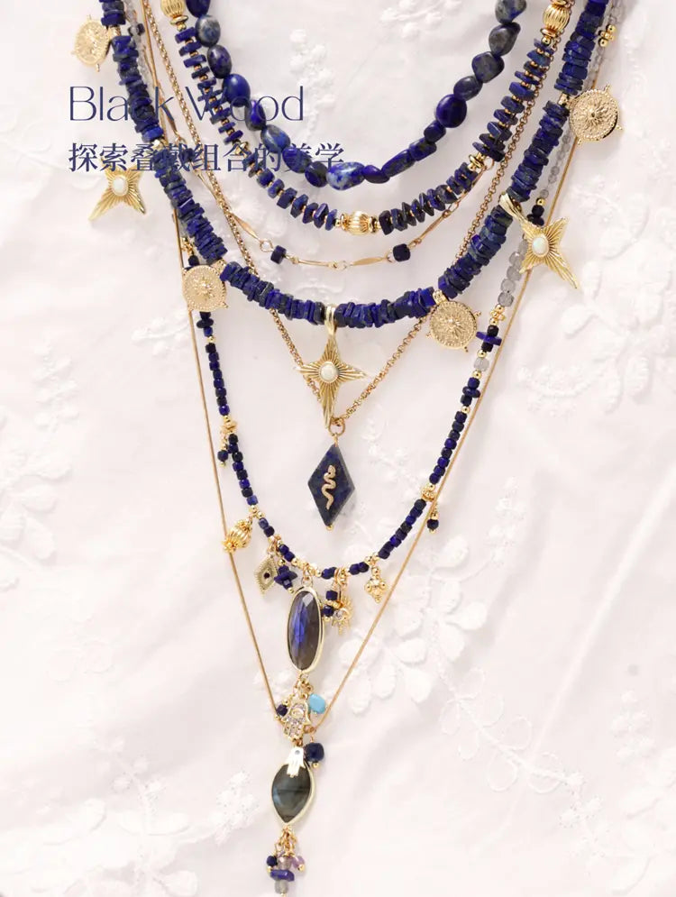 Black Wood | "Pontiff Maximus Dharma-Vessel" Original Lapis Lazuli Series Custom Beaded Necklace Buddha&Energy