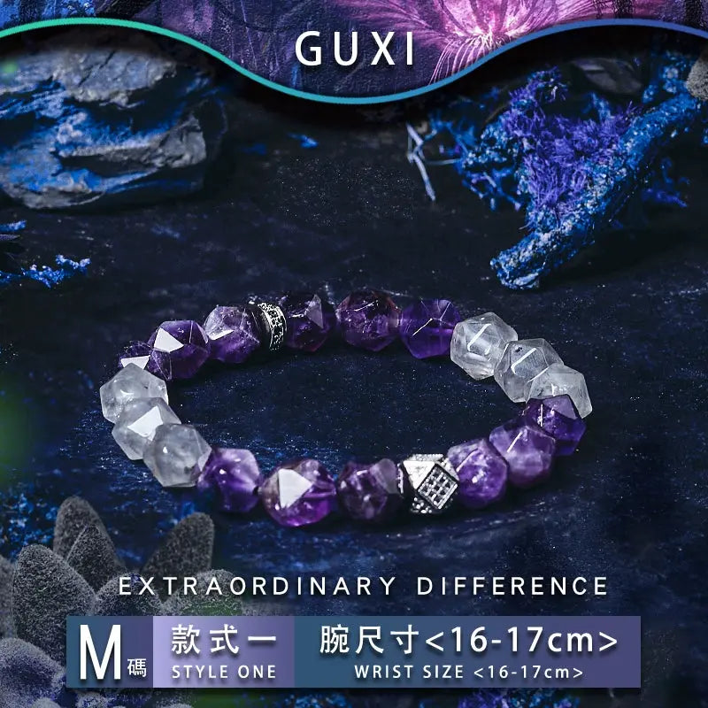 Guli [Fantasy Dream] Amethyst Bracelet Boys Niche Original Design Bead Bracelets for Boyfriend Ornament Buddha&Energy