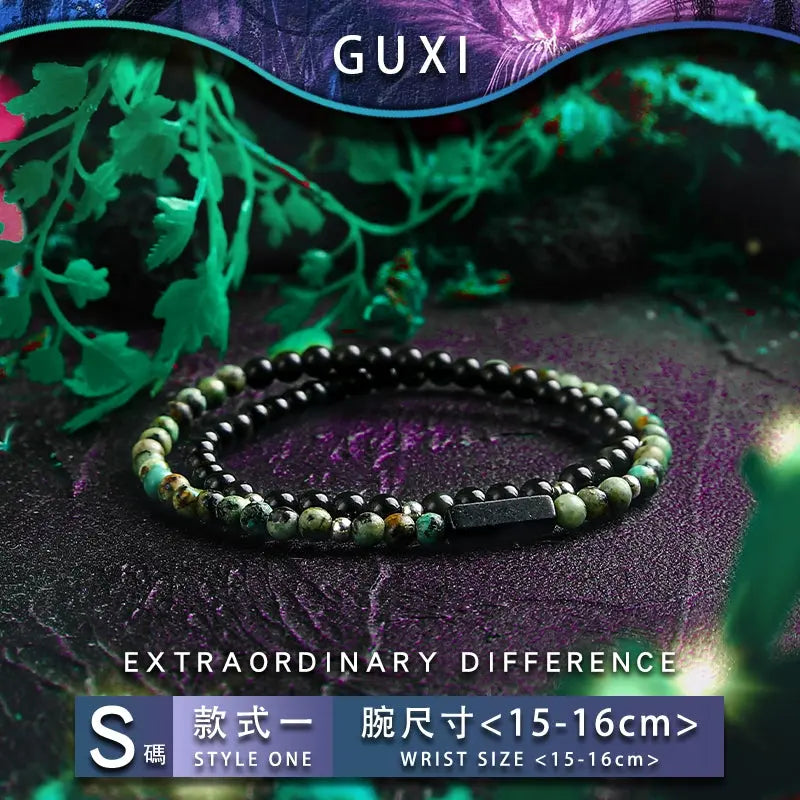 Guxi [Landscape] Special-Interest Design Obsidian Bracelet Men's High Sense Original Multi-Circle Small Bead Bracelet Ornament Buddha&Energy