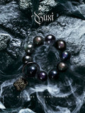 Fengshui Crystal jewelry [Kingship Hand Toy] Original Retro Gold and Silver Obsidian Bracelet