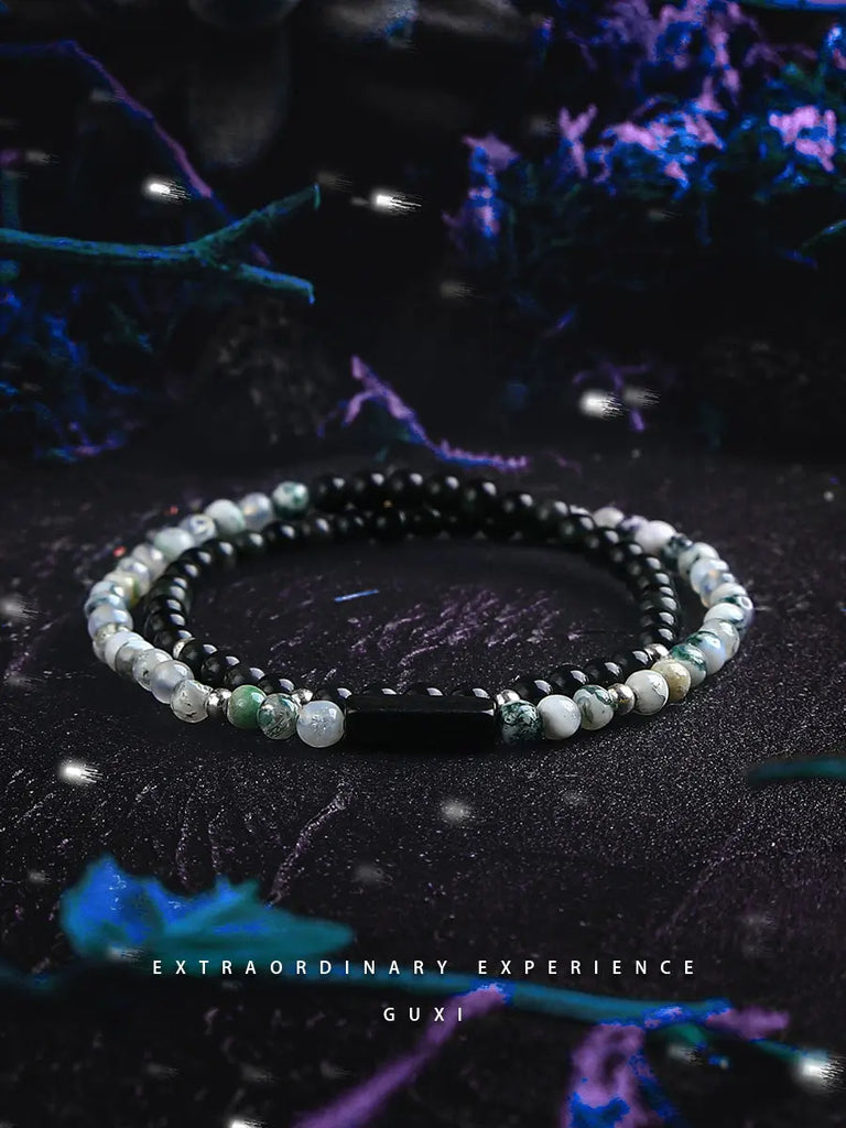 Guxi [Landscape] Special-Interest Design Obsidian Bracelet Men's High Sense Original Multi-Circle Small Bead Bracelet Ornament Buddha&Energy