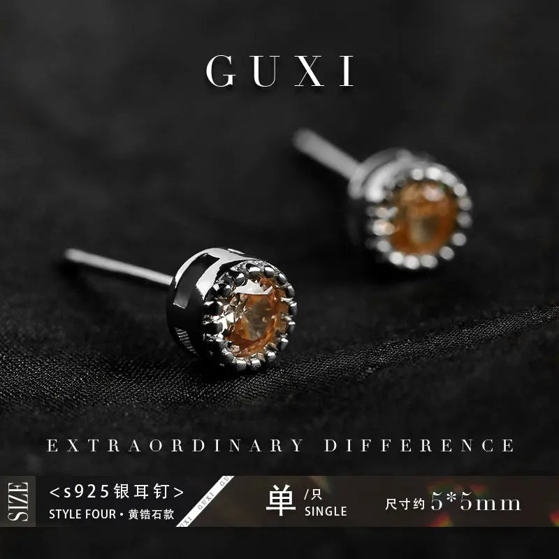 GUI [Dyed] Colorful Zircon 925 Silver Stud Earrings Men's Single High-Brand: GUIStyle: Original designNovelty: FreshItem No.: GE220915Metal Material: 925 silverIn stock or not: spot goodsMaterial: SilverStore name: Buddha &amp; energy Buddha&EnergyBuddha&EnergyGUI [Dyed] Colorful Zircon 925 Silver Stud Earrings Men'