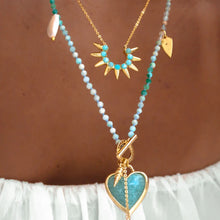 Load image into Gallery viewer, Back Wood | Blue Sun Original Crystal Ore Design Custom Beaded Necklace Buddha&amp;Energy