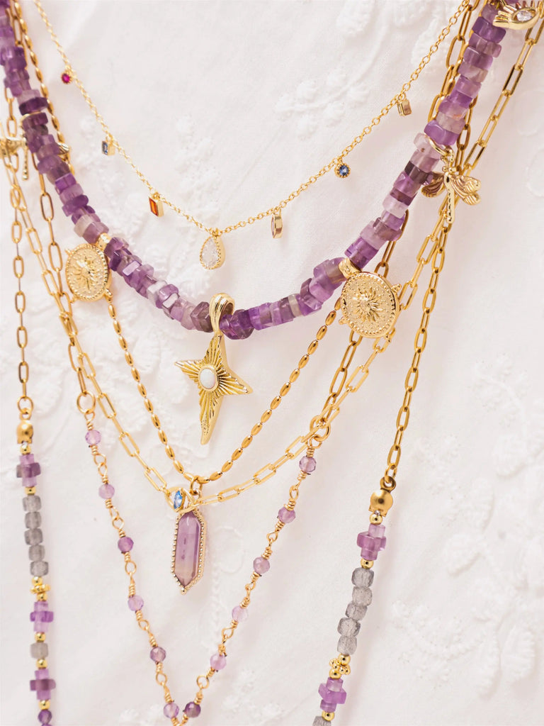 Black Wood | Amethyst Series Vacation Style Twin Necklace Suit Custom Beaded Necklace Buddha&Energy