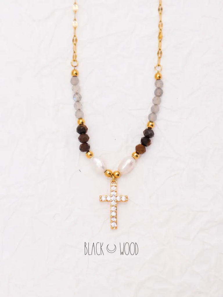 Black Wood Autumn Prayer | Maillard Gray Moonlight Tigereye Mixed Material Beaded Necklace Buddha&Energy