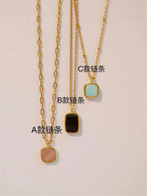 Load image into Gallery viewer, Black Wood Natural Crystal Square Plate Necklace Daily Simple Exquisite Buddha&amp;Energy