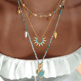 Back Wood | Blue Sun Original Crystal Ore Design Custom Beaded Necklace