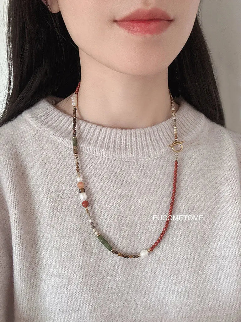 EUCOMETOME · 【Original】Maillard Style Natural Stone Baroque Pearl Necklace · 54cm（without Buckle） https://www.xiaohongshu.com/goods-detail/657135e0e77f850001b4362a