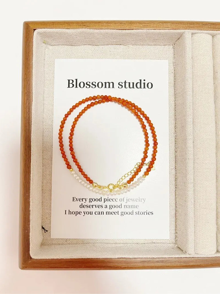 Blossom studio·S925Sterling Silver Natural South Red Agate Pearl Stitching Necklace｜40+cm https://www.xiaohongshu.com/goods-detail/6576dcb26bfd600001125f41