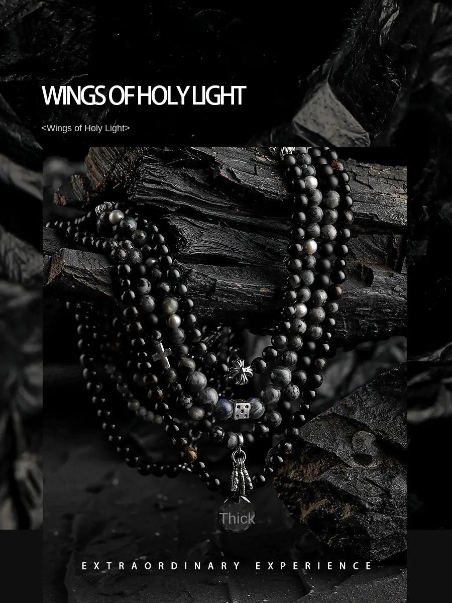 Fengshui Crystal Jewelry[The Wings of Rean] Special-Interest Design ObFengshui Crystal Jewelry[The Wings of Rean] Special-Interest Design Obsidian Beaded Necklace Men's High-Grade Simple Agate Sweater Chain
Chain material: natural crysBuddha&EnergyBuddha&EnergyFengshui Crystal Jewelry[