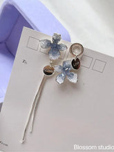 Load image into Gallery viewer, Blossom studio·925Sterling Silver Fairy Bow Blue Crystal Stone Earrings https://www.xiaohongshu.com/goods-detail/661b32d1907600000185716e