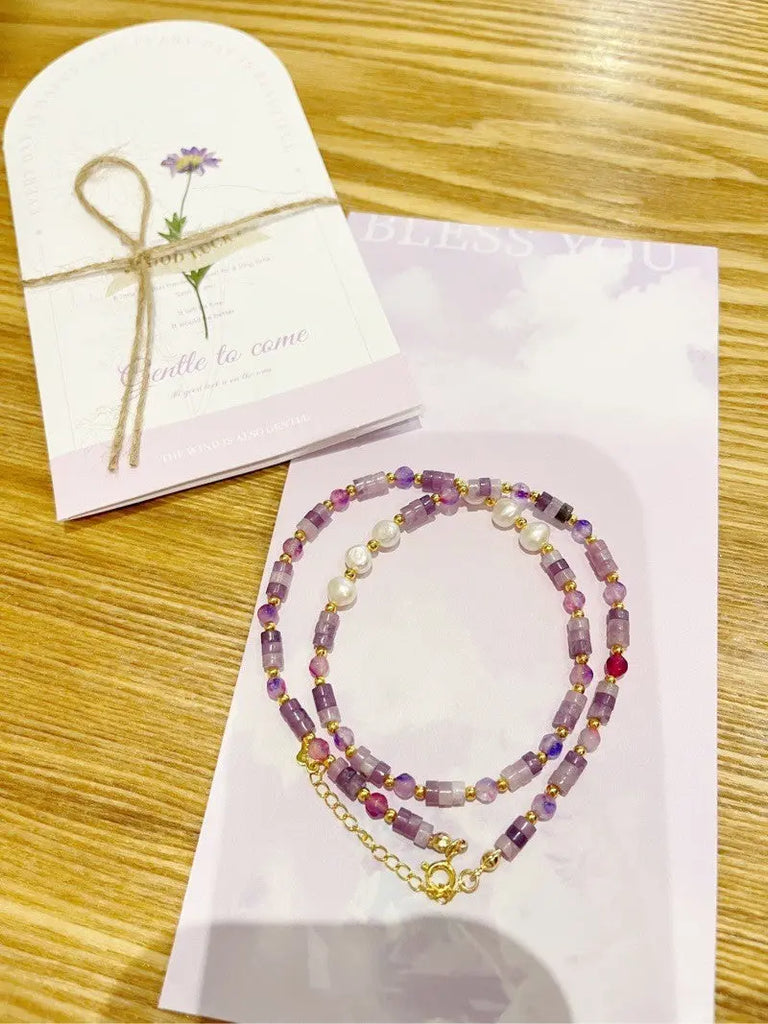 Blossom studio·925Sterling Silver Purple Natural Stone Pearl Stitching Necklace｜40+5|Customized · Purple Single Bead Pendant https://www.xiaohongshu.com/goods-detail/65ba09def8a5d500015bd3f5