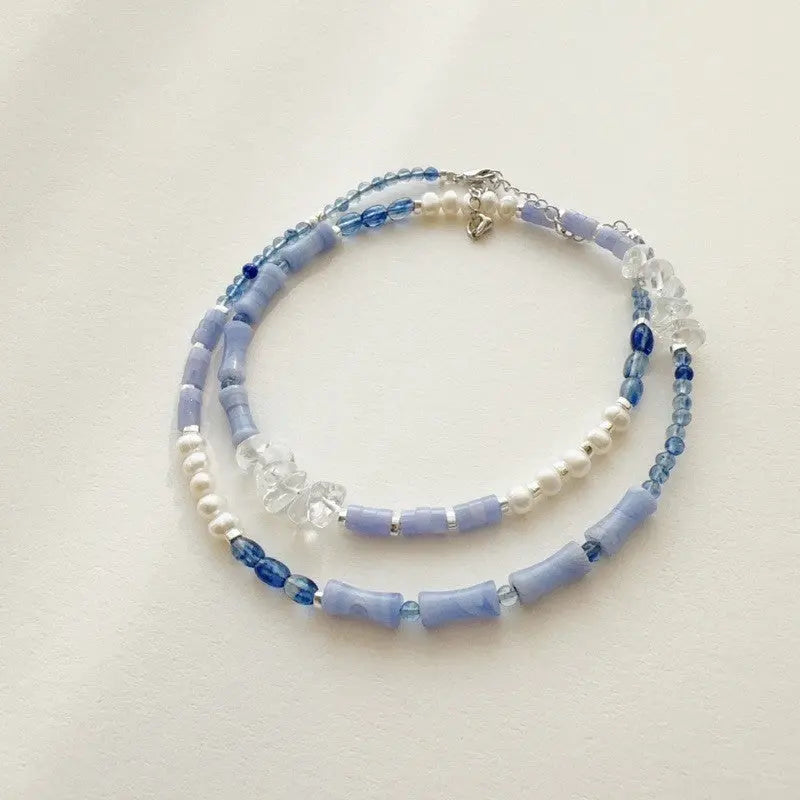 Blossom studio·Natural Stone Stitching Necklace Stitching Necklace｜Elegant White · Light Blue https://www.xiaohongshu.com/goods-detail/65acacaba42c9a0001e6e467