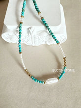 Load image into Gallery viewer, 【Original】Eternal Love｜Natural Turquoise&amp;Baroque Necklace https://www.xiaohongshu.com/goods-detail/651a58272d9cd80001749259