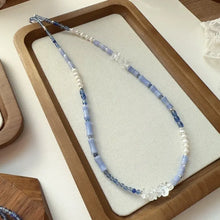 Load image into Gallery viewer, Blossom studio·Natural Stone Stitching Necklace Stitching Necklace｜Elegant White · Light Blue https://www.xiaohongshu.com/goods-detail/65acacaba42c9a0001e6e467