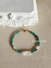 Load image into Gallery viewer, EUCOMETOME · 【Original】Eternal Love｜Natural Turquoise&amp;Baroque Pearl Bracelet · 15.5cm(Wrist Size Net Size for One Circle13.5-14cm） https://www.xiaohongshu.com/goods-detail/65237b788758c400018f829a