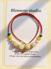 Load image into Gallery viewer, Blossom studio·National Style Median Jade South Red Natural Stone Stitching Necklace｜40+5 · Red https://www.xiaohongshu.com/goods-detail/65a1035dff7b51000129678c