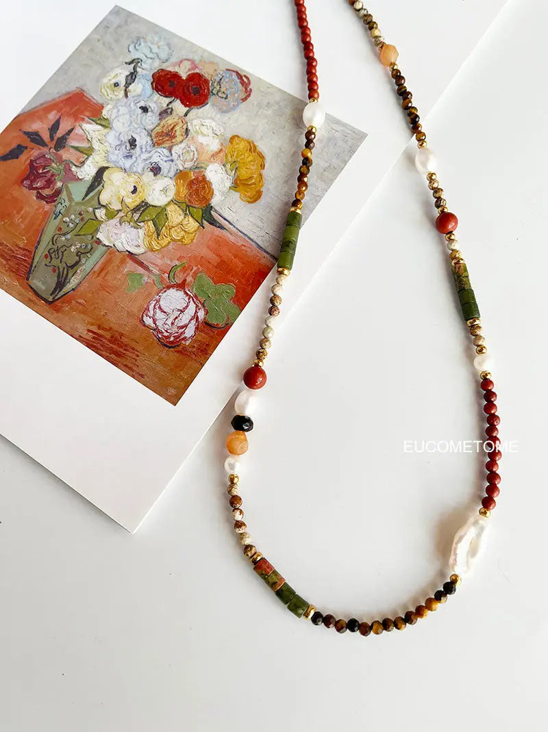 EUCOMETOME · 【Original】Maillard Style Natural Stone Baroque Pearl Necklace · 54cm（without Buckle） https://www.xiaohongshu.com/goods-detail/657135e0e77f850001b4362a