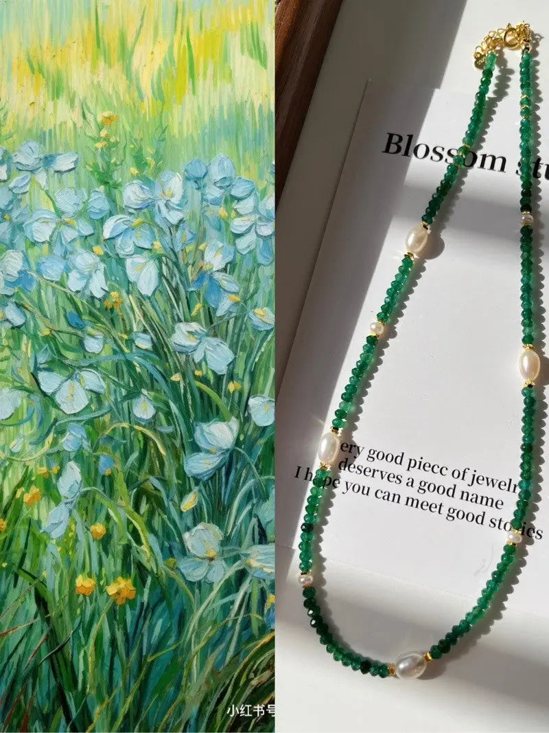 Blossom studio·S925Sterling Silver Emerald Green Natural Stone Pearl Stitching Necklace｜Customized https://www.xiaohongshu.com/goods-detail/655834de54251d0001557c02