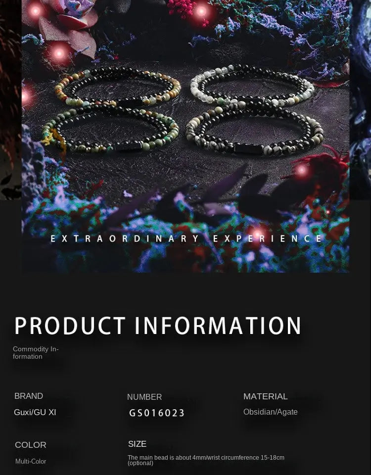 Guxi [Landscape] Special-Interest Design Obsidian Bracelet Men's High Sense Original Multi-Circle Small Bead Bracelet Ornament Buddha&Energy