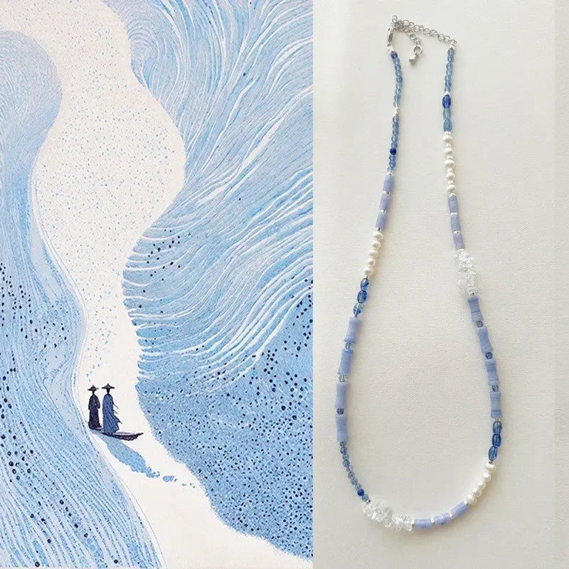 Blossom studio·Natural Stone Stitching Necklace Stitching Necklace｜Elegant White · Light Blue https://www.xiaohongshu.com/goods-detail/65acacaba42c9a0001e6e467