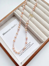 Load image into Gallery viewer, Blossom studio·Grass Rose Freshwater Pearl Natural Stone Stitching Necklace｜Customized｜50cm https://www.xiaohongshu.com/goods-detail/65a36189ff7b510001323db2