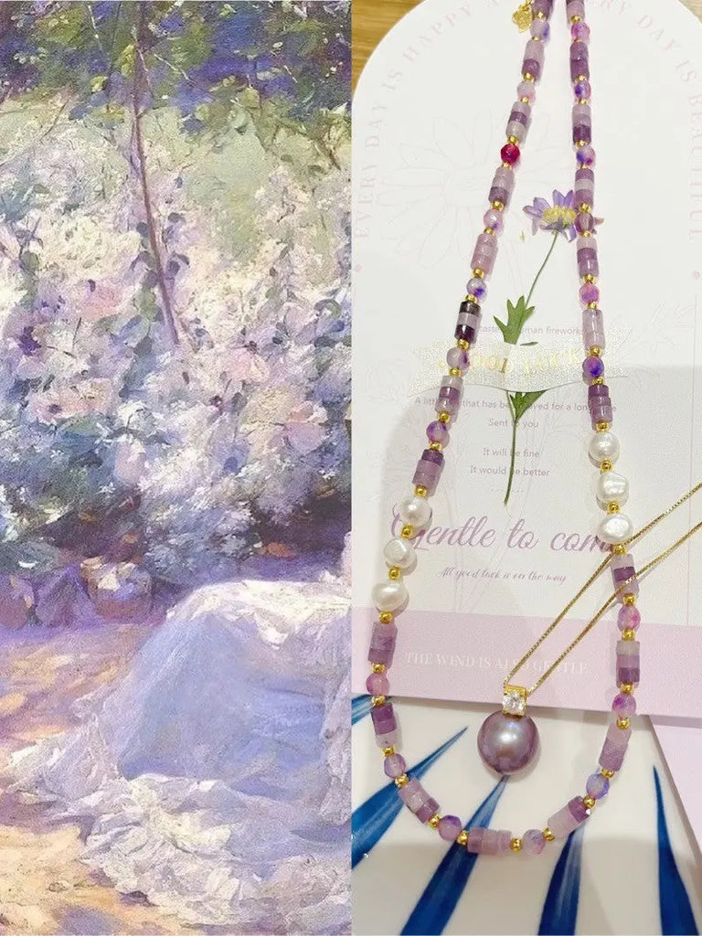 Blossom studio·925Sterling Silver Purple Natural Stone Pearl Stitching Necklace｜40+5|Customized · Purple Single Bead Pendant https://www.xiaohongshu.com/goods-detail/65ba09def8a5d500015bd3f5