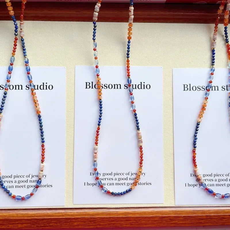 Blossom studio·S925Sterling Silver National Style Dunhuang Natural Stone Stitching Necklace｜48+5m https://www.xiaohongshu.com/goods-detail/6587f2a43bd6340001e0a77c