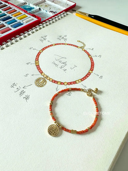 EUCOMETOME · 【Original】Get What You Want｜Natural South Red Agate Bracelet · “Le”， Enjoy Life 18+2.5cmExtension Chain（Suitable for Cleaning Hand Circumference16-17.5cm） https://www.xiaohongshu.com/goods-detail/6598d92418def20001c6d981