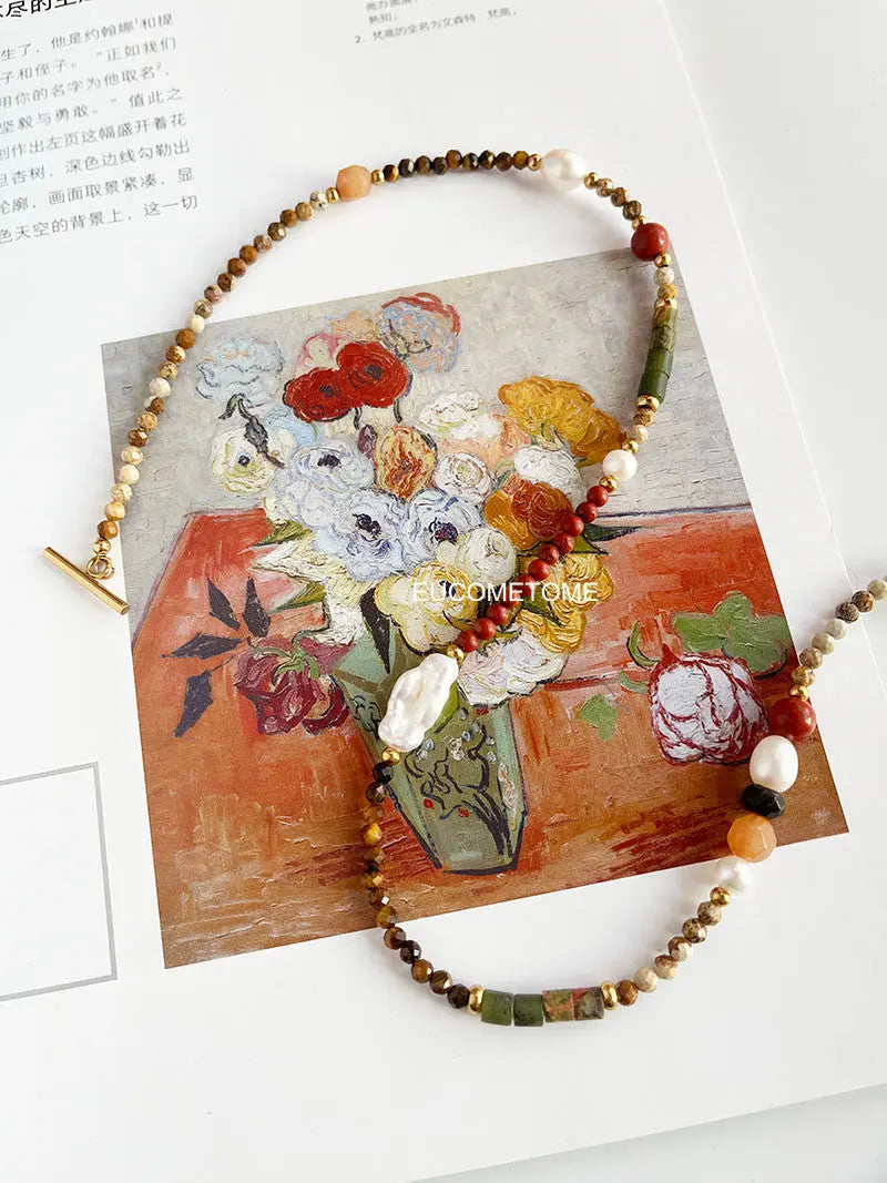 EUCOMETOME · 【Original】Maillard Style Natural Stone Baroque Pearl Necklace · 54cm（without Buckle） https://www.xiaohongshu.com/goods-detail/657135e0e77f850001b4362a