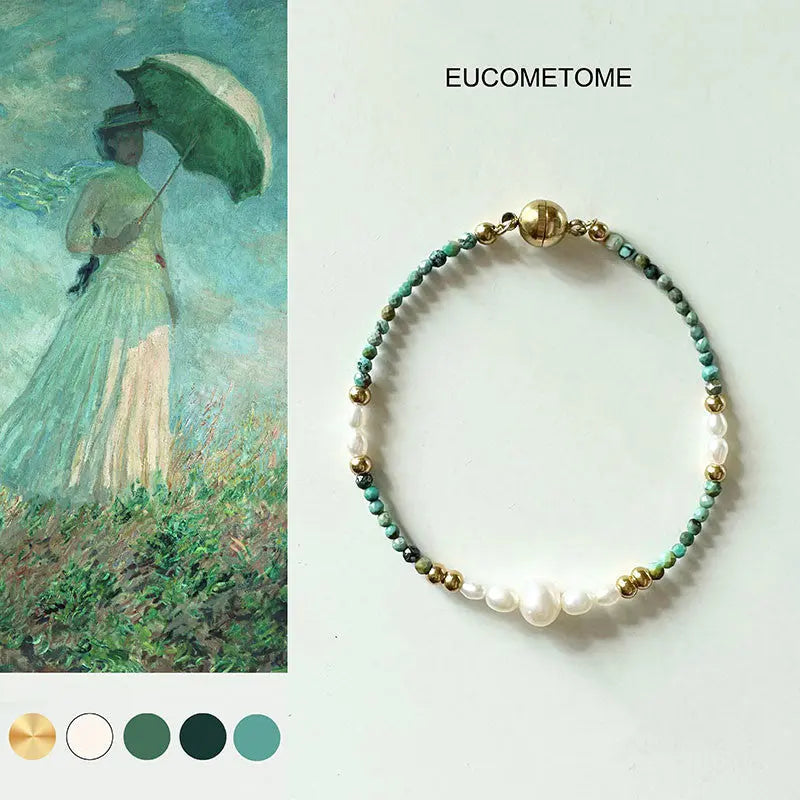 EUCOMETOME · 【Original】Mengzhong Garden｜Natural Turquoise Pearl Bracelet · 16.5cm(Wrist Size Net Size for One Circle14.5-15cm） https://www.xiaohongshu.com/goods-detail/652624793168ac0001f1715b